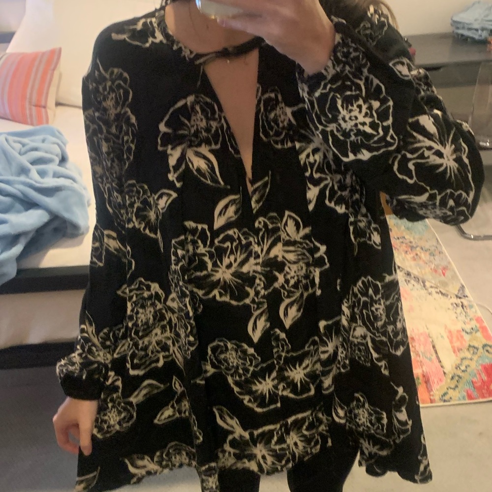 Black floral tunic